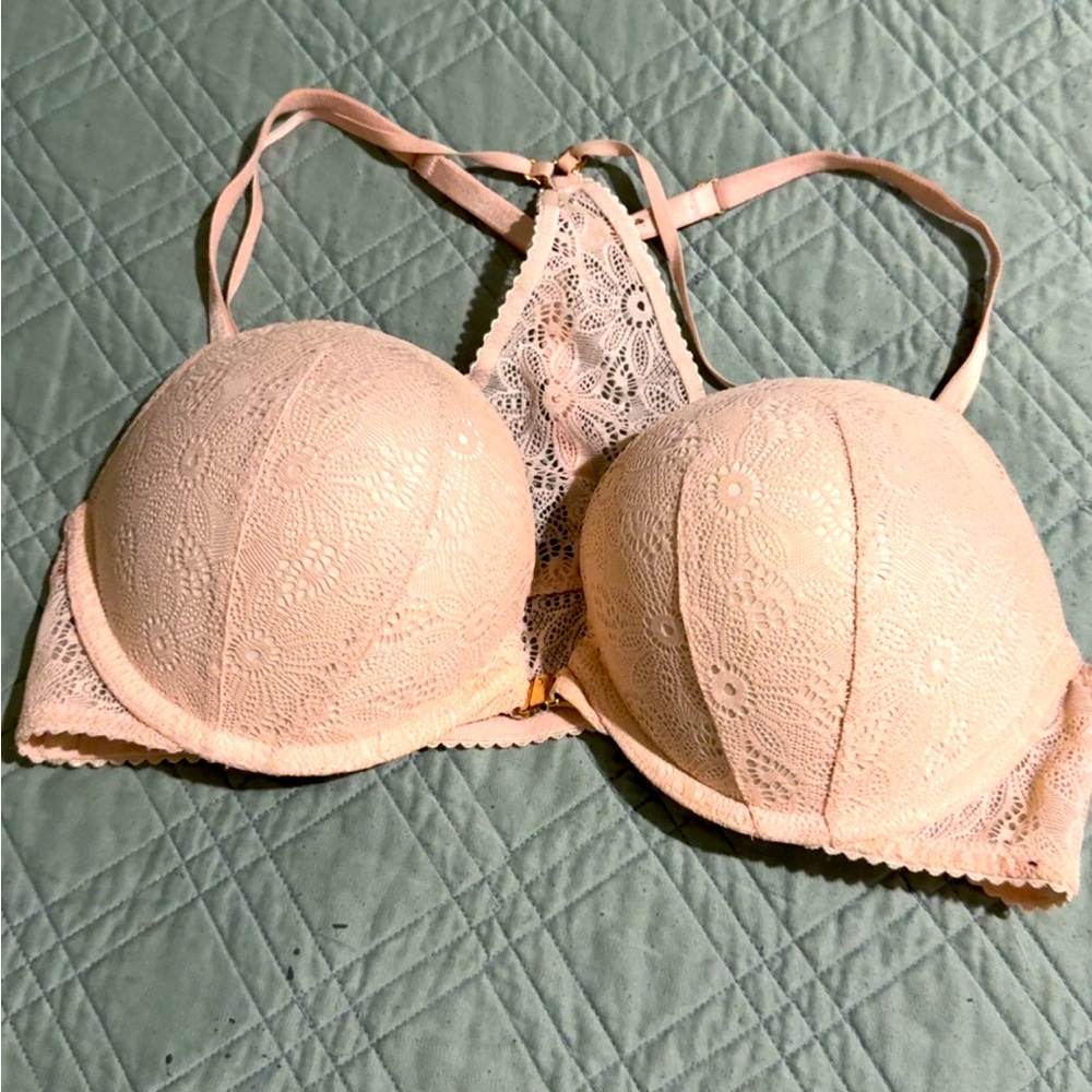 Victoria's Secret Floral Lace Bra - Light Cream